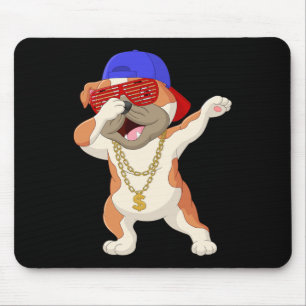 Dabbing Bulldog Wearing Baseball Cap Sunshades And Mouse Pad