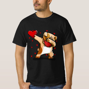 Dabbing Bulldog With Face Mask Funny Valentines T-Shirt