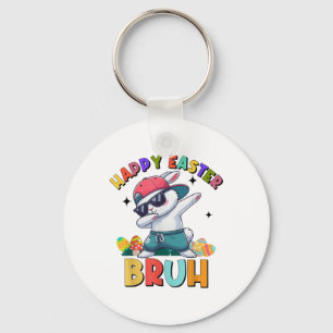 Dabbing Bunny Bruh Happy Easter Day Eggs Teens Boy Key Ring