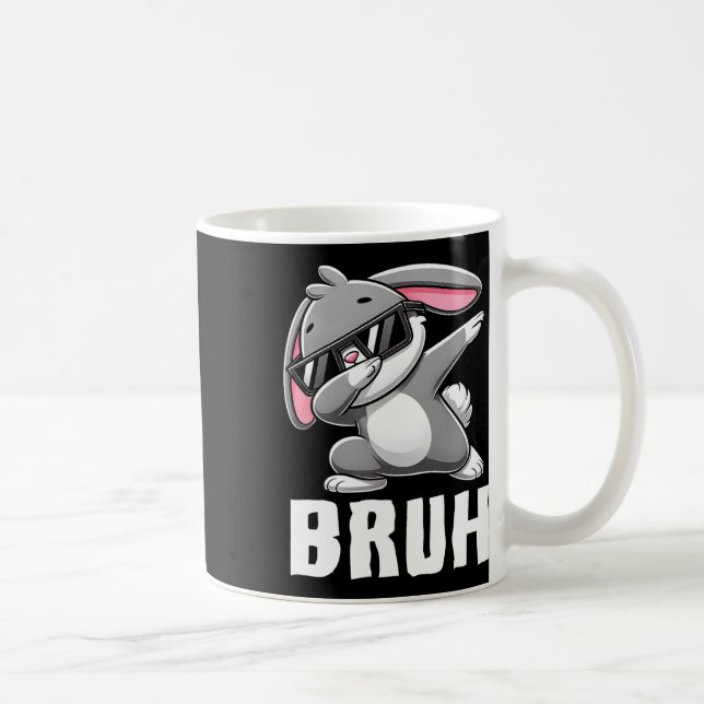 Dabbing Bunny Bruh Meme Easter Day Dab Bunny Teens Coffee Mug (Right)
