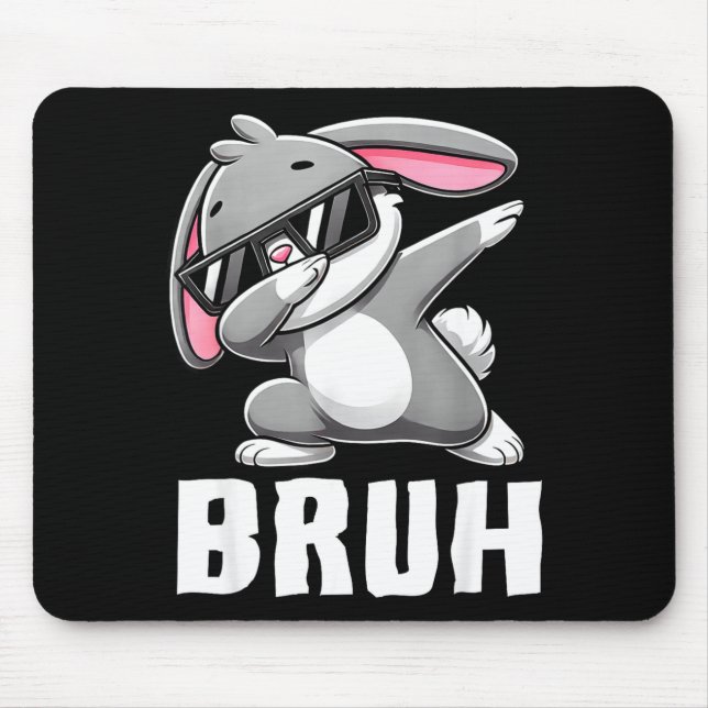 Dabbing bunny bruh meme easter day dab bunny teens mouse pad (Front)
