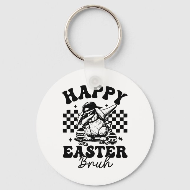 Dabbing Bunny Easter Bruh Happy Easter Bruh  Key Ring (Front)