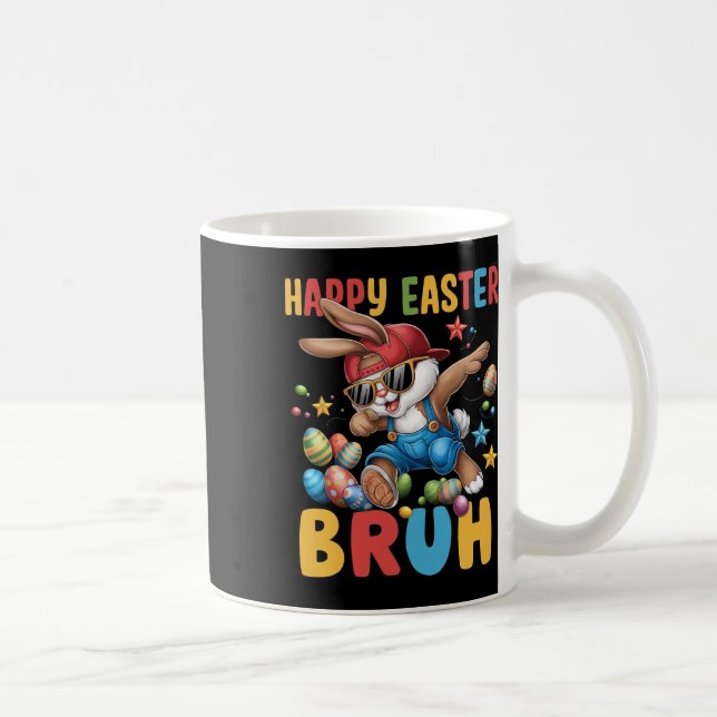 Dabbing Bunny Easter Bruh Meme Funny Saying Teens  Coffee Mug (Right)