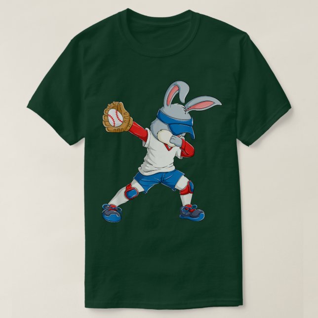 Dabbing Bunny Easter Day Baseball Catcher Happy Ea T-Shirt (Design Front)