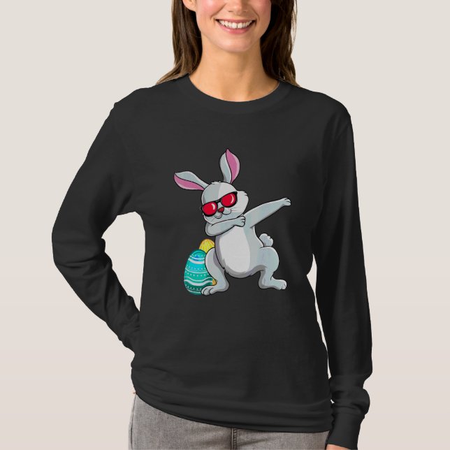 Dabbing Bunny Easter Day Rabbit Eggs Hunting Dab B T-Shirt (Front)