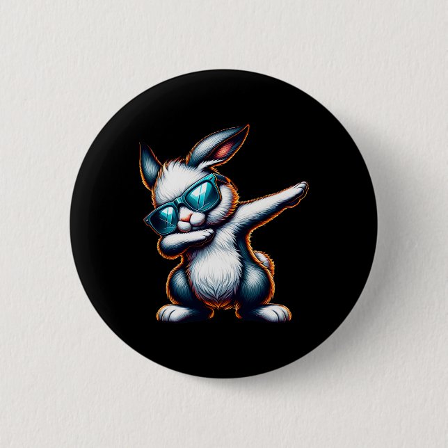 Dabbing Bunny Funny Easter Bunny  6 Cm Round Badge (Front)