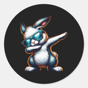 Dabbing Bunny Funny Easter Bunny Classic Round Sticker