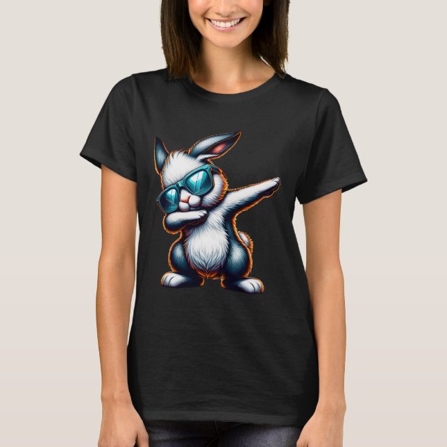 Dabbing Bunny Funny Easter Bunny  T-Shirt (Front)