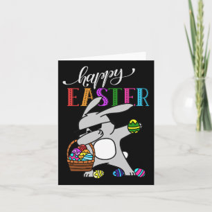 Dabbing Bunny Happy Easter Day Outfit Card