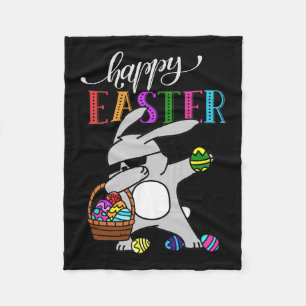 Dabbing Bunny Happy Easter Day Outfit Fleece Blanket
