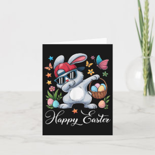 Dabbing Bunny Happy Easter Egg Hunting Toddler Kid Card