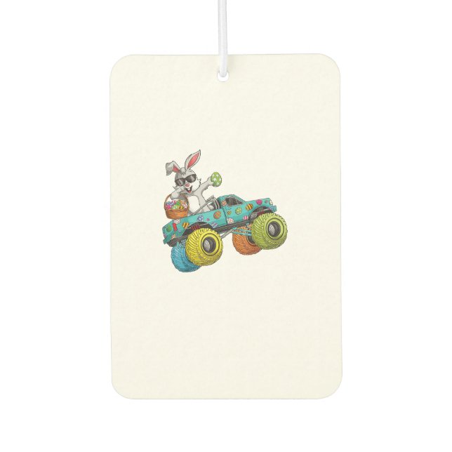 Dabbing Bunny Happy Easter Monster Truck Lovers Ki Car Air Freshener (Front)