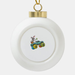 Dabbing Bunny Happy Easter Monster Truck Lovers Ki Ceramic Ball Christmas Ornament