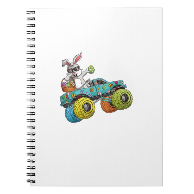 Dabbing Bunny Happy Easter Monster Truck Lovers Ki Notebook (Front)