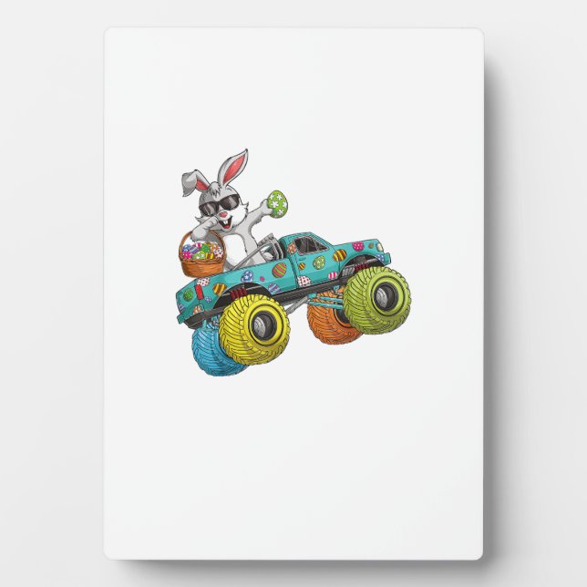 Dabbing Bunny Happy Easter Monster Truck Lovers Ki Plaque (Front)