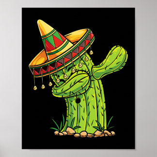 Dabbing Cactus T Shirt Cinco De Mayo Boys Kids Men Poster