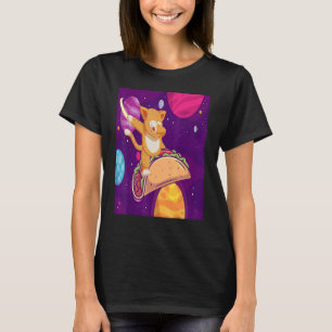 Dabbing Cat Astronaut In Space Riding Taco T-Shirt