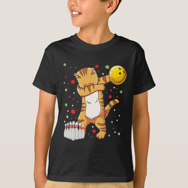 Dabbing Cat Bowling Shirts Funny Bowling Gift Cat  (Front)