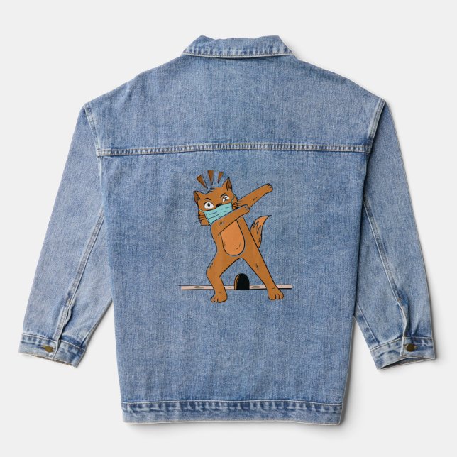 Dabbing Cat Dance Cat Dab Love 2  Denim Jacket (Back)