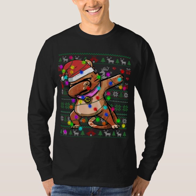 Dabbing Cat Fairy Lights Ugly Christmas Sweater Co (Front)