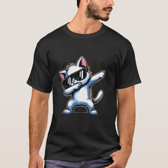 Dabbing Cat Funny Cool Dab Dance Cats Lover T-Shirt (Front)