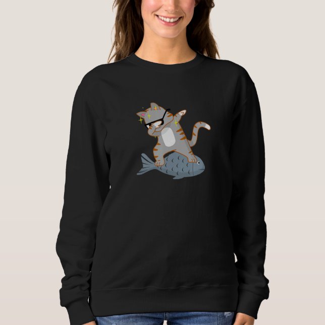 Dabbing Cat Funny Dab Cat Sweatshirt (Front)