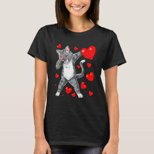 Dabbing Cat Heart Valentines Day My Cat Is My Vale T-Shirt