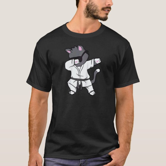 Dabbing Cat Karate Kitten Funny Cat   Raglan T-Shirt (Front)