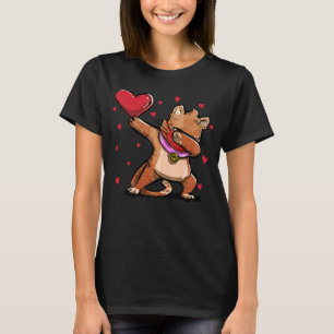 Dabbing Cat With Face Mask Heart Valentine's Costu T-Shirt