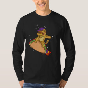 Dabbing Cat With Sunglass Riding A Space Taco T-Shirt