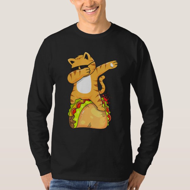 Dabbing Cat With Sunglass Riding A Taco T-Shirt (Front)