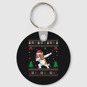 Dabbing Cavalier King Charles Spaniel Dog Santa Ha Key Ring
