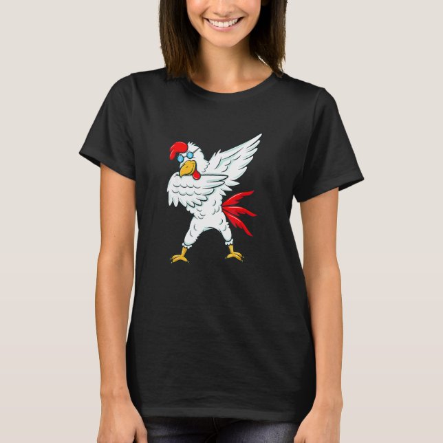 Dabbing Chicken Rooster  Cool Dab Party T-Shirt (Front)