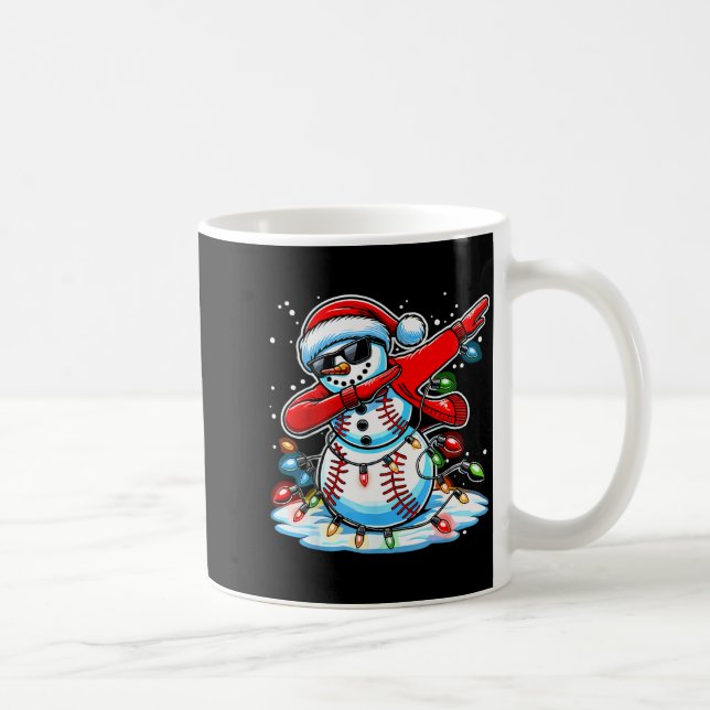 Dabbing Christmas Baseball Snowman Boys Baseball W Coffee Mug (Right)