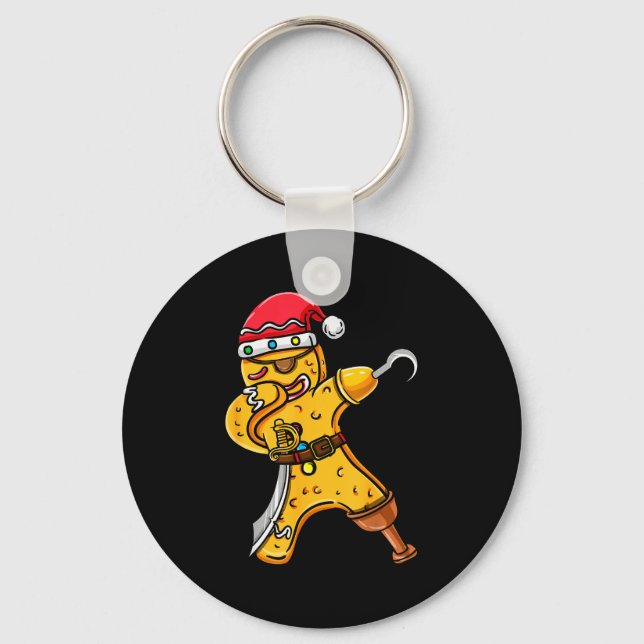 Dabbing Christmas Gingerbread Rate Halloween  Key Ring (Front)