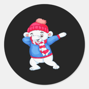 Dabbing Christmas Lar Bear Xmas Dab Kids Boys Girl Classic Round Sticker