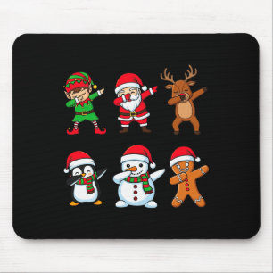 Dabbing Christmas Santa Claus Gingerbread Reindeer Mouse Pad