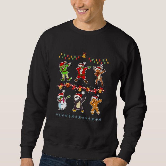 Dabbing Christmas Santa Elf Friends Dance Christma Sweatshirt (Front)