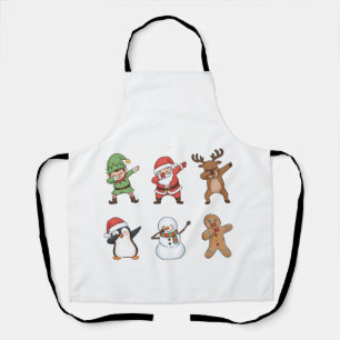 Dabbing Christmas Santa Penguin Rudolph Snowman Apron