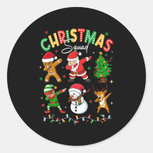 Dabbing Christmas Squad Santa Elf Family Matching Classic Round Sticker