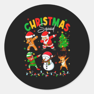 Dabbing Christmas Squad Santa Elf Family Matching  Classic Round Sticker