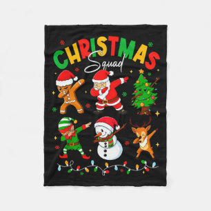 Dabbing Christmas Squad Santa Elf Family Matching  Fleece Blanket