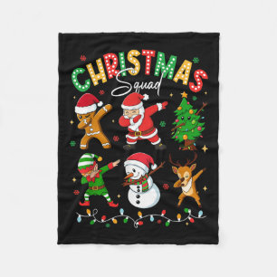 Dabbing Christmas Squad Santa Elf Family Matching  Fleece Blanket