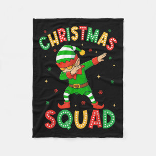 Dabbing Christmas Squad Santa Elf Family Matching  Fleece Blanket