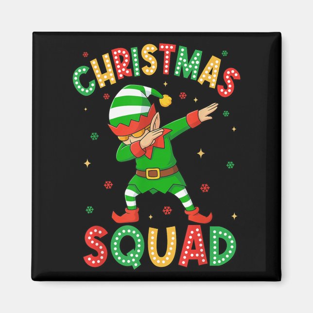 Dabbing Christmas Squad Santa Elf Family Matching  Magnet (Front)