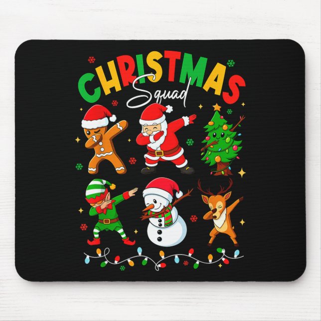 Dabbing Christmas Squad Santa Elf Family Matching  Mouse Pad (Front)