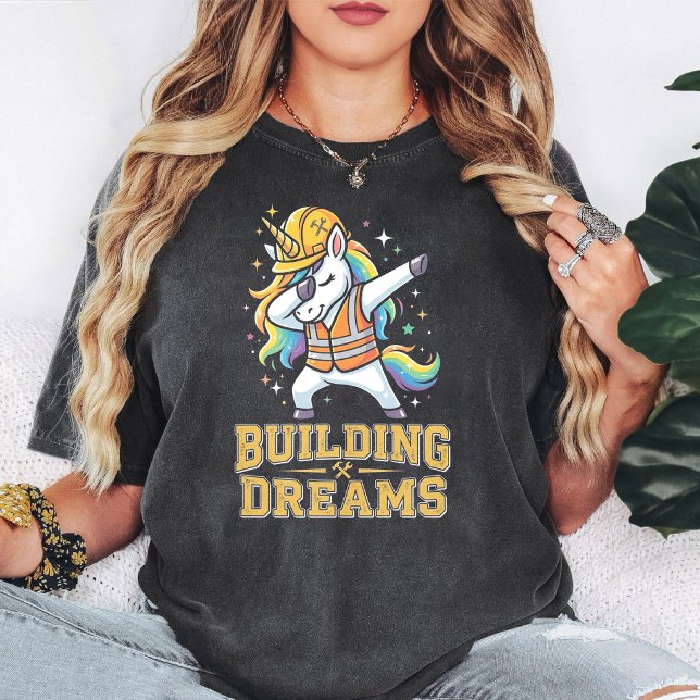 Dabbing Construction Unicorn Building Dreams T-Shirt (Creator Uploaded)