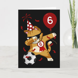 Dabbing Cool Cat Soccer Football 5th Birthday  Card
