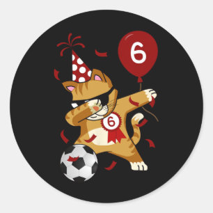 Dabbing Cool Cat Soccer Football 5th Birthday Classic Round Sticker