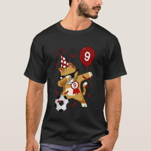 Dabbing Cool Cat Soccer Football 9th Birthday Long T-Shirt
